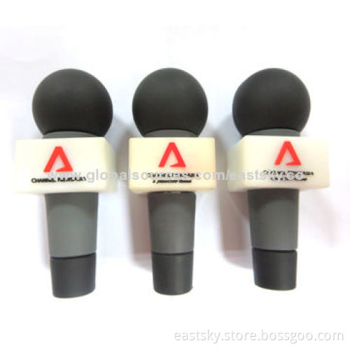 Custom Microphone Shape USB, Shaped like a Microphone, Made of Soft PVC Material, OEM Services